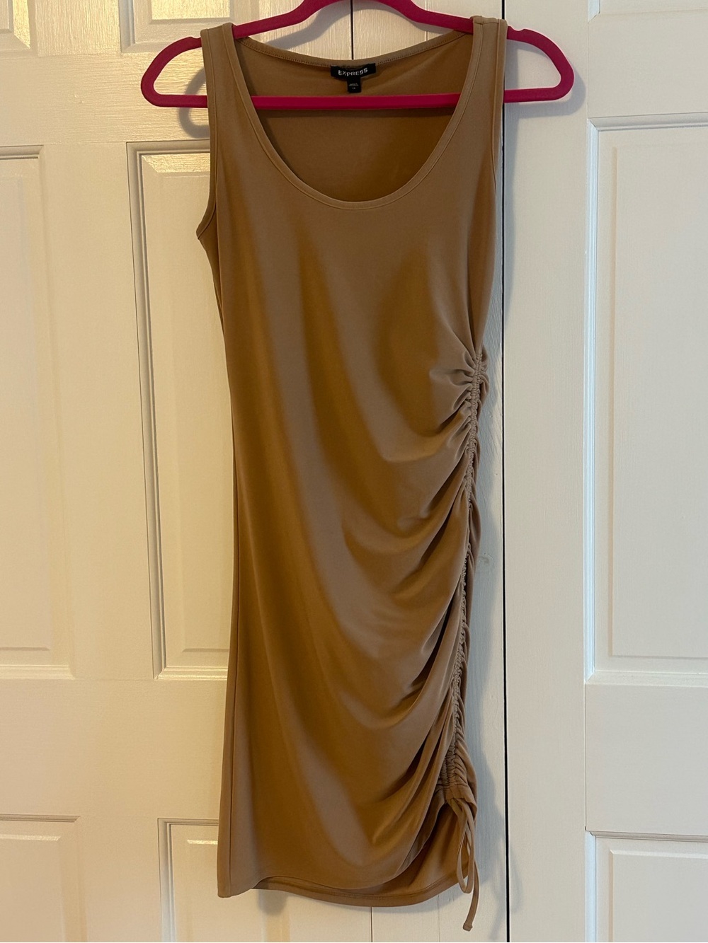 Express Camel Ruched Side Tank Dress